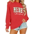 thumbnail image 4 of GUZOM Womens Red Christmas Sweatshirt - Plaid "Merry Christmas" Print, Soft 100% Polyester, Relaxed Fit Pullover (XS to XL),Size L, 4 of 8