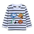 thumbnail image 2 of Bnwani Toddler Shirts Long Sleeve Cotton White Crew Neck Printed Striped Embroidered Tops 24 Months, 2 of 5