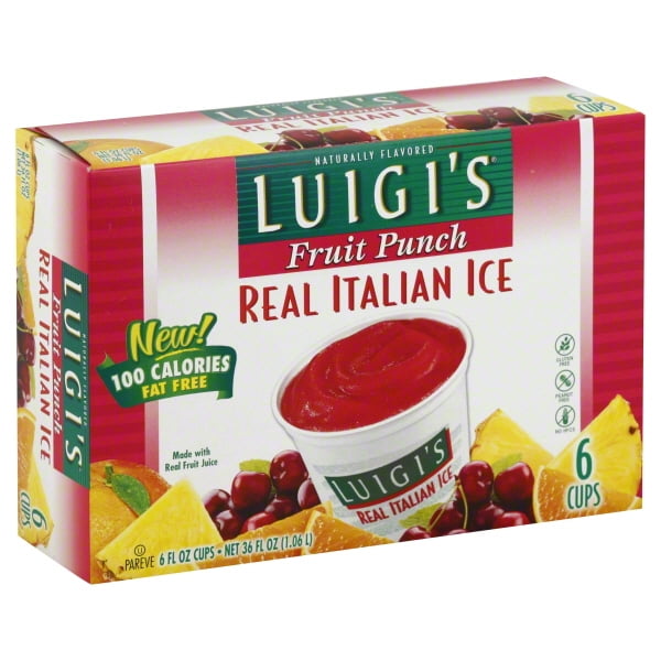 J & J Snack Foods Luigis Italian Ice, 6 ea
