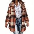 thumbnail image 3 of Fancifize Plaid Wool Blend Coat for Women, Single Breasted Lapel Long Sleeve Peacoat, Vintage Classic Fall Winter Overcoat, 3 of 6