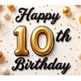 thumbnail image 4 of Metallic Balloons Happy 10th Birthday Banner Number Decoration Star Confetti for Children's Party Indoor Celebration Event, 4 of 8