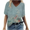 thumbnail image 2 of Aloohaidyvio Blouses for Women Plus Size,Womens Fashion Casual Plus Size Scenic Flowers Printing V-Neck T-Shirt Tops, 2 of 5