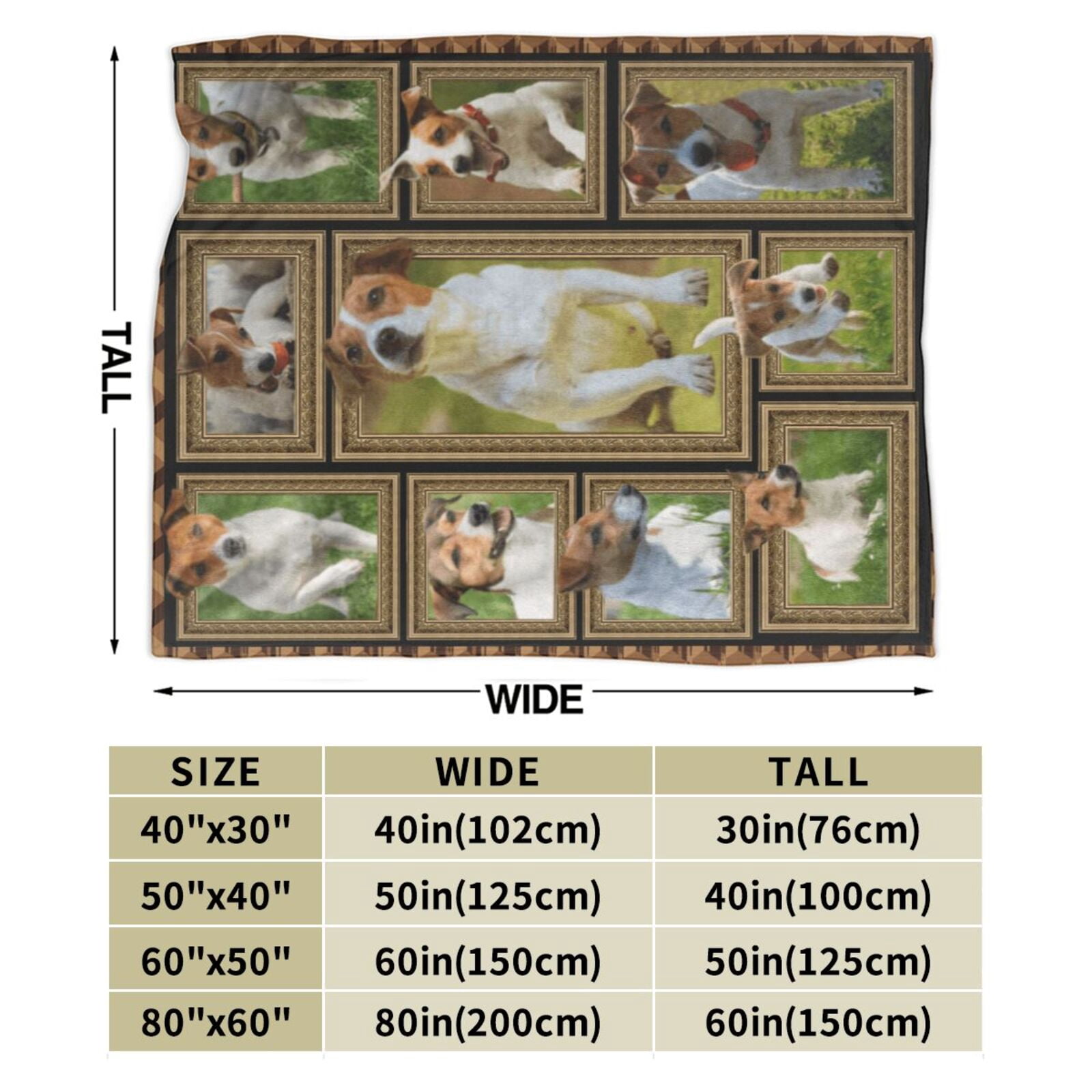 Wijzvio Jack Russell Terrier Dog Throw Blanket Soft Fuzzy Fleece Blanket For Couch Bed Living Room Decoration 80"X60"