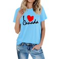 thumbnail image 1 of AQUARIVE T-Shirts à Manches Courtes pour Femmes, Impression Tendance, Col Rond, Coton Confortable, Été, Décontracté, Bleu Clair P, 1 of 5