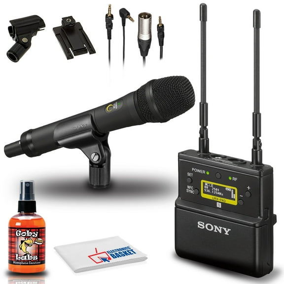 Sony UWP-D22 Camera-Mount Wireless Cardioid Handheld Microphone System (UC25: 536 to 608 MHz) Bundle with Microphone Cleaning Kit