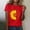 #084-Red, variant on Women's Casual T-Shirt, Loose Fit with Daisy Print, Short Sleeve Round Neck Top for Summer and Daily Wear