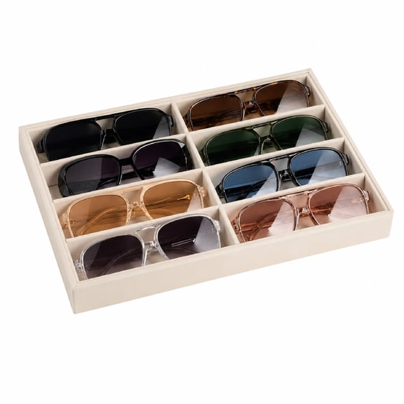 8 Slots Velvet Sunglass Holder Organizer Tray for Drawer Stackable Adjustable Soft Storage