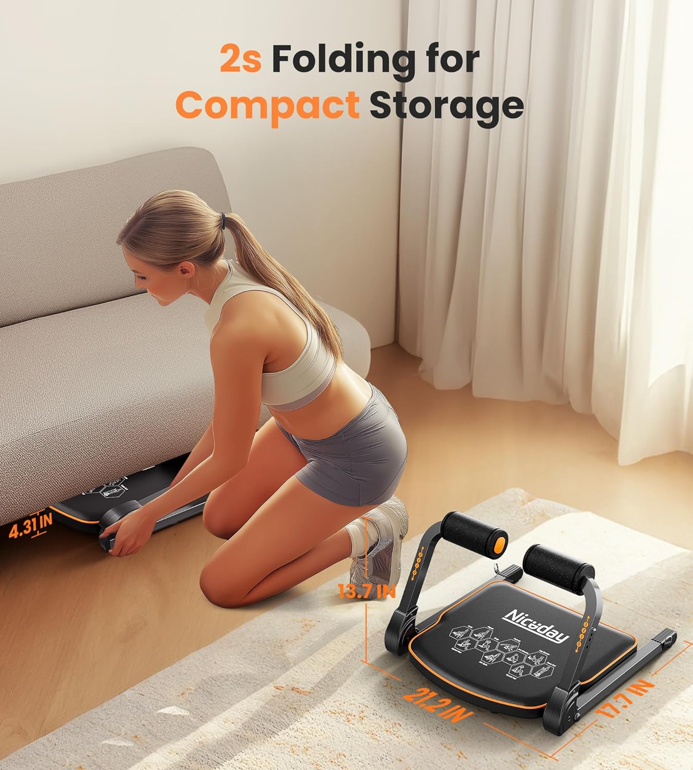 Ab Workout Equipment, Sit Up Machine with 330 LBS Capacity for Home Gym Core Training