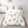 thumbnail image 2 of jejeloiu Cartoon Cactus 7 Pieces Bedding Comforter Set,Kawaii Unicorn Full Bedding Set,Green White Pink Fitted Sheet Flat Sheet For Girls Kids,Luxury Bedroom Decor Reversible, 2 of 8