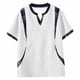 thumbnail image 1 of Camiseta de Cuello en V de Manga Corta para Hombres con Empalme a Damas, Tejido de Punto Ligero para Ropa Callejera Y Desgaste Casual, 1 of 9
