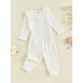 thumbnail image 3 of Nygoyerh Baby Girl 2Pcs Fall Outfits 3M 6M 12M 18M Long Sleeve Bodysuits Ruffle Collar Romper + Pants Set Newborn Infant Clothing, 3 of 7