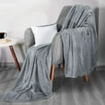 thumbnail image 6 of Microplush Fleece Blanket - Fuzzy Microfleece - Soft & Plush - Full/Queen, Gray, 39.4x59 in, 6 of 9