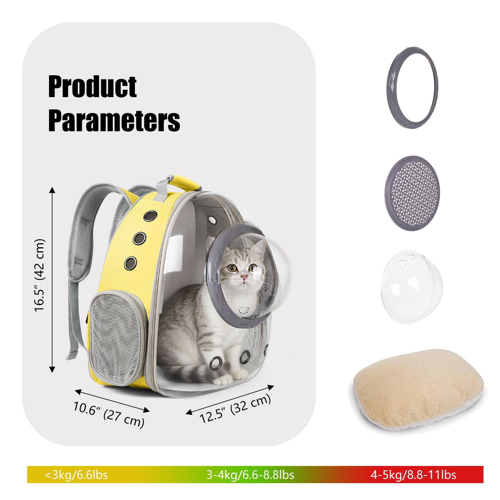 Space Capsule Bubble Dome Pet Carrier Backpack with Extra Soft Pillow, 12 lb Limit, Pink