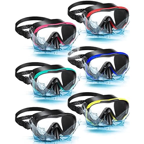 6 Pack Adult Diving Masks Swimming Goggles with Nose Cover Anti Fog Scuba Diving Goggles with Tempered Glass Lens Dive Snorkel Mask for Men Women Youth Adult Scuba Diving Snorkeling Swimming