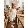 thumbnail image 6 of BemeyourBBs Boho Toddler Baby Girl Summer Clothes Little Baby Girl Beach Outfits Cute Crochet Flower Sleeveless Spaghetti Strap Tank Vest Tops and Shorts Sets, 6 of 9