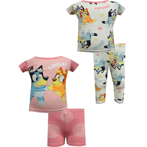 American Marketing Enterprises INC Girls Bluey and Bingo Road Trip 4 Pc Cotton Toddler Pajamas (3T)