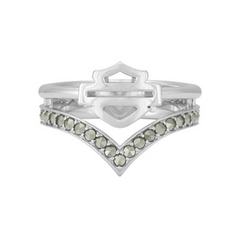 HarleyDavidson HarleyDavidson Women's Chevron Marcasite Stone B&S