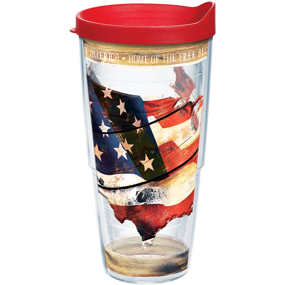 Tervis Made in USA Double Walled Woodgrain American Flag Insulated