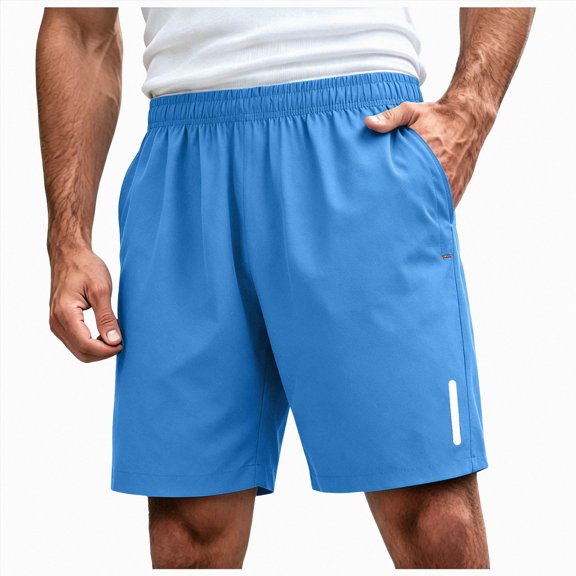 COMVALUE Men's Athletic Running Shorts Gym Workout 7"/9"/5" Quick Dry Lightweight Sports Basketball Tennis 3 Zipper Pockets Sky Blue for Size L