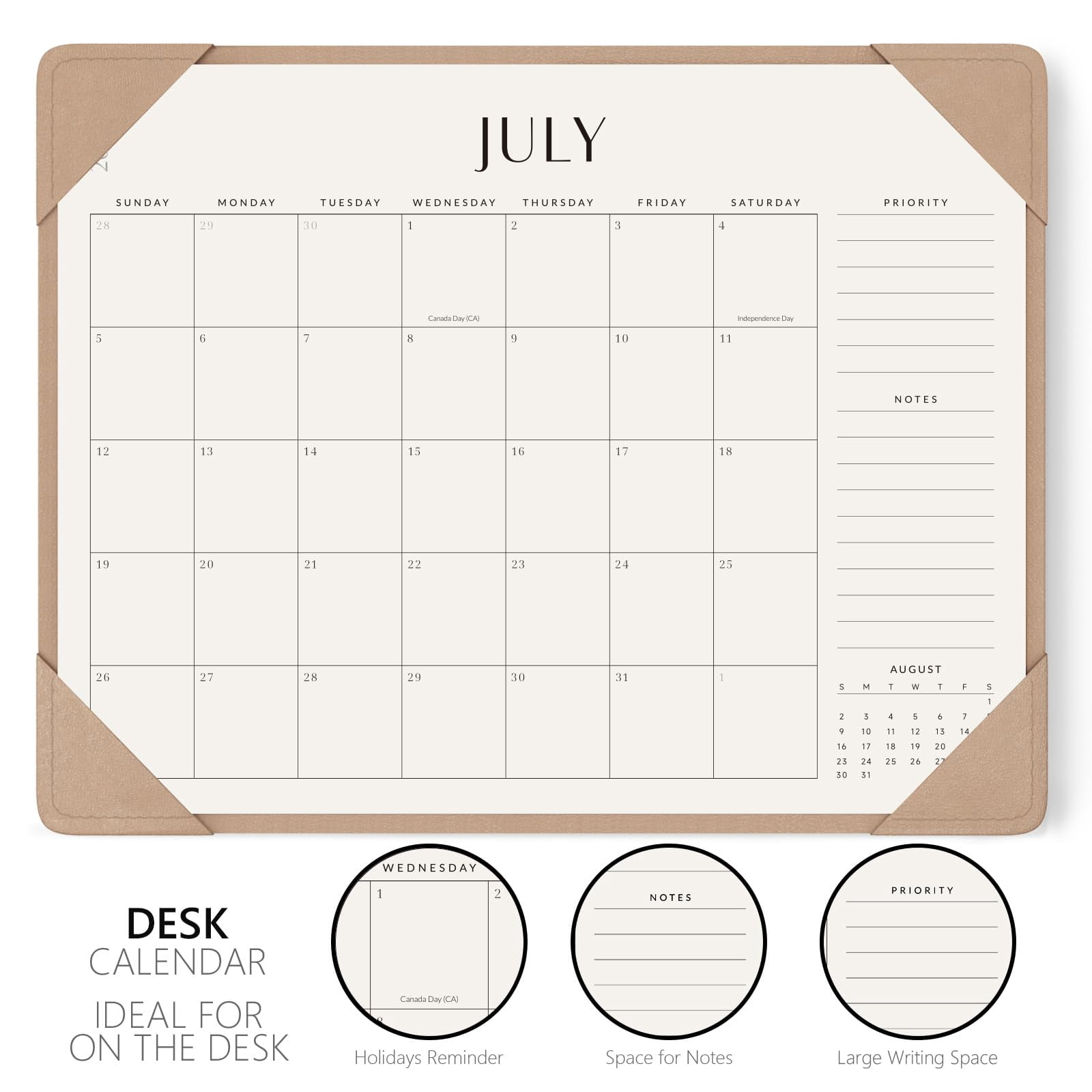 Desk Calendar 2026 - 2027 With Desktop Mat  Large Pad From Now To June 2027 22x17 Inch Blotter For Home Office And School Easy Planning Gift The Holidays Apricot