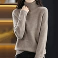 thumbnail image 4 of Plus Size Sweaters for Women Winter Fall Clothes New Turtleneck Sweater Slim-fit Thick Knitted Sweater Khaki, 4 of 5