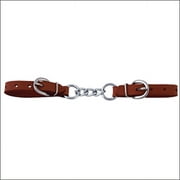16AI 2 Inch Hilason Western Horse Leather Curb Strap W/ Nickel Plated Mouth Chain