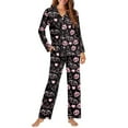 thumbnail image 4 of DISNIMO Pumpkin Bat Printed Women Pajama Sets Soft Comfy Sleepwear Long Sleeve Nightwear with Long Pajama Pants Halloween Button Down Loungewear with Pockets, XL, 4 of 7