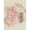thumbnail image 2 of Bagilaanoe Newborn Baby Girl Easter Rompers Cartoon Print Sleeveless Bodysuits + Headband 3M 6M 9M 12M 18M Infant Summer One Piece Jumpsuit, 2 of 8