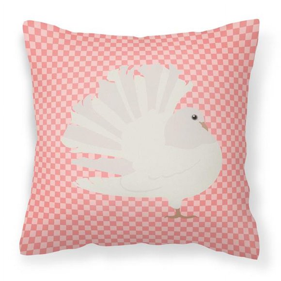 Carolines Treasures BB7950PW1818 Silver Fantail Pigeon Pink Check Fabric Decorative Pillow, 18 x 18 in.