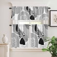 thumbnail image 2 of 3 Piece Kitchen Curtains and Valances Set Grey Boho Geometric Cafe Curtains 24 Inch Length Vintage Ethnic Abstract Lines Leaves Valance & Tier Curtain for Living Room Bedroom Window 54"x18"+27"x24"*2, 2 of 6