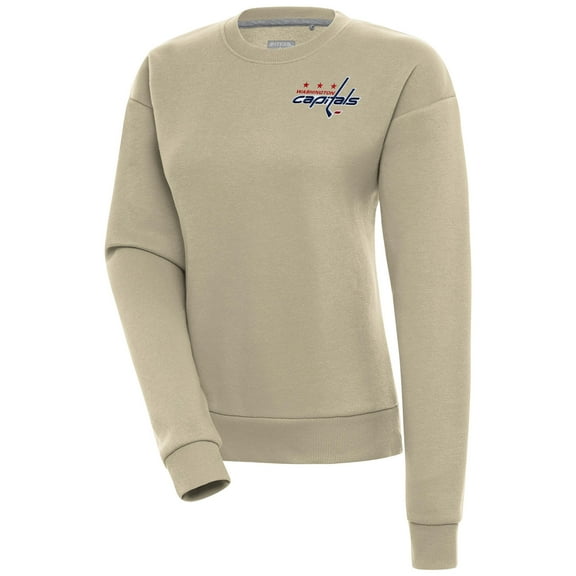 Women's Antigua Khaki Washington Capitals Victory Pullover Sweatshirt