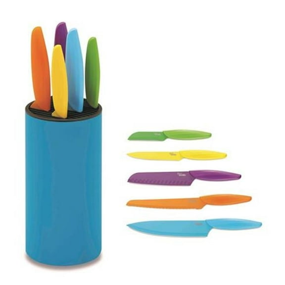 Ausonia A096425 5 Colored Knives with Blue Block