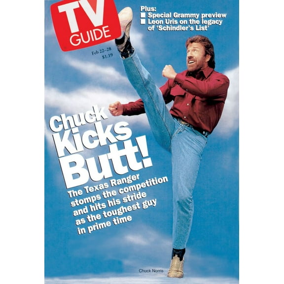Walker, Texas Ranger, Chuck Norris, Tv Guide Cover, February 22-28, 1997. Tv Guide/Courtesy Everett Collection Poster Print (8 x 10)