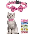 thumbnail image 1 of Collier pour Chat avec nœud Papillon et Clochette Motif Floral Rose, 1 of 5