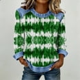 thumbnail image 4 of St. Patrick's Day Shirt for Women Clover Striped Graphic Sweatshirt Long Sleeve Crewneck Loose Fit Denim Trim Festival Apparel Irish Gift Streetwear Tops, 4 of 5