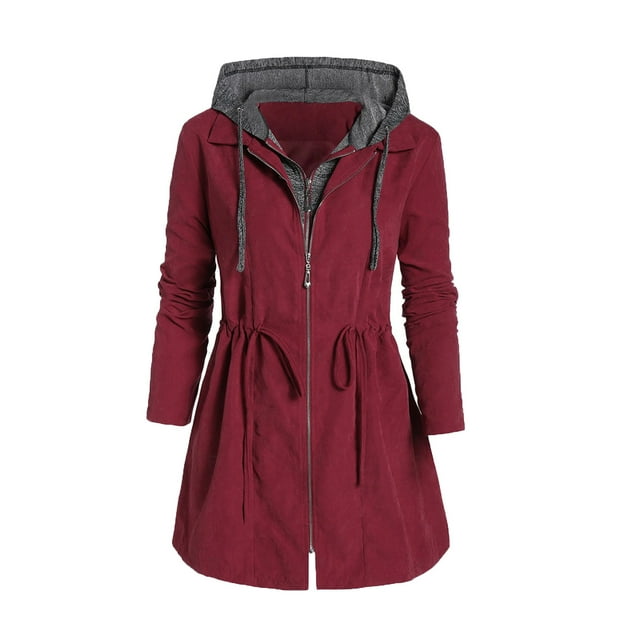 CEHVOM Mode Femmes Fermeture Éclair Patchwork Hiver Braguette à Capuche Espace Plus Épais Manteau en Coton Liquidation