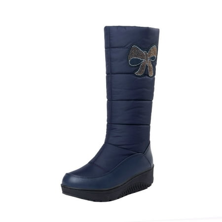 

Yoslce Winter Boots for Women Warm Thick Down Boots Women s Boots High Boots Snow Boots Blue 37