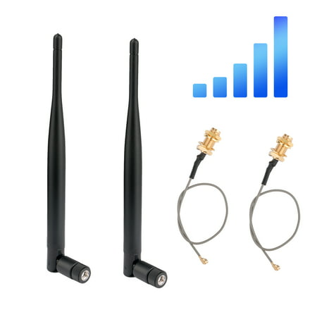 TSV 2 x 6dBi 2.4GHz 5GHz Dual Band WiFi RP-SMA Antenna + 2 x U.fl / IPEX Cable for Wireless Routers Mini PCIe Cards Network Extension Bulkhead Pigtail PCI WiFi WAN