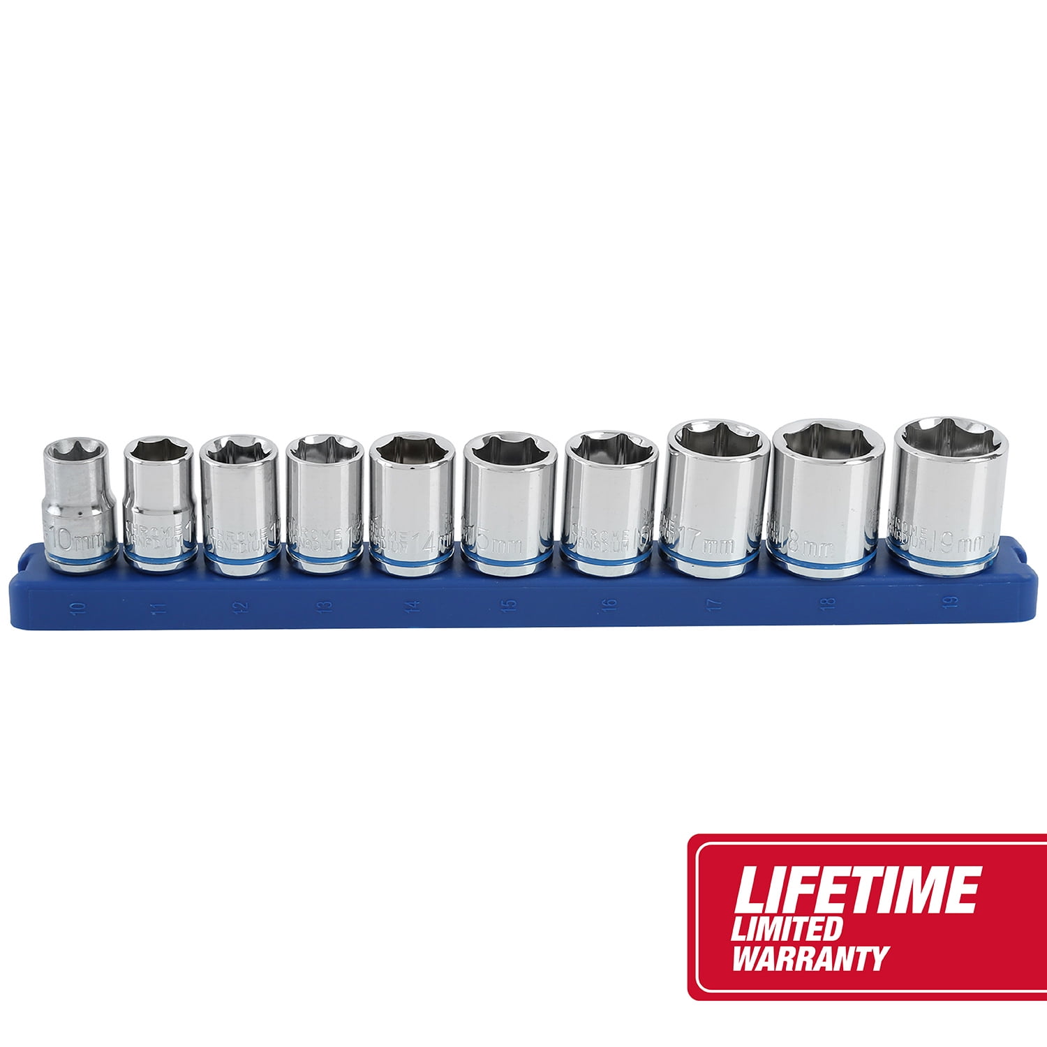 Hyper Tough 11-Piece 3/8 Inch Drive Metric Socket Set Chrome