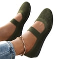 thumbnail image 2 of Domuza Women's Mary Jane Casual Comfortable Hollow Out Knitted Flats Shoes,Fashion Mesh Walking Beach Shoes Lightweight Breathable Slip-On Shoes Green 7（EU-38）, 2 of 4