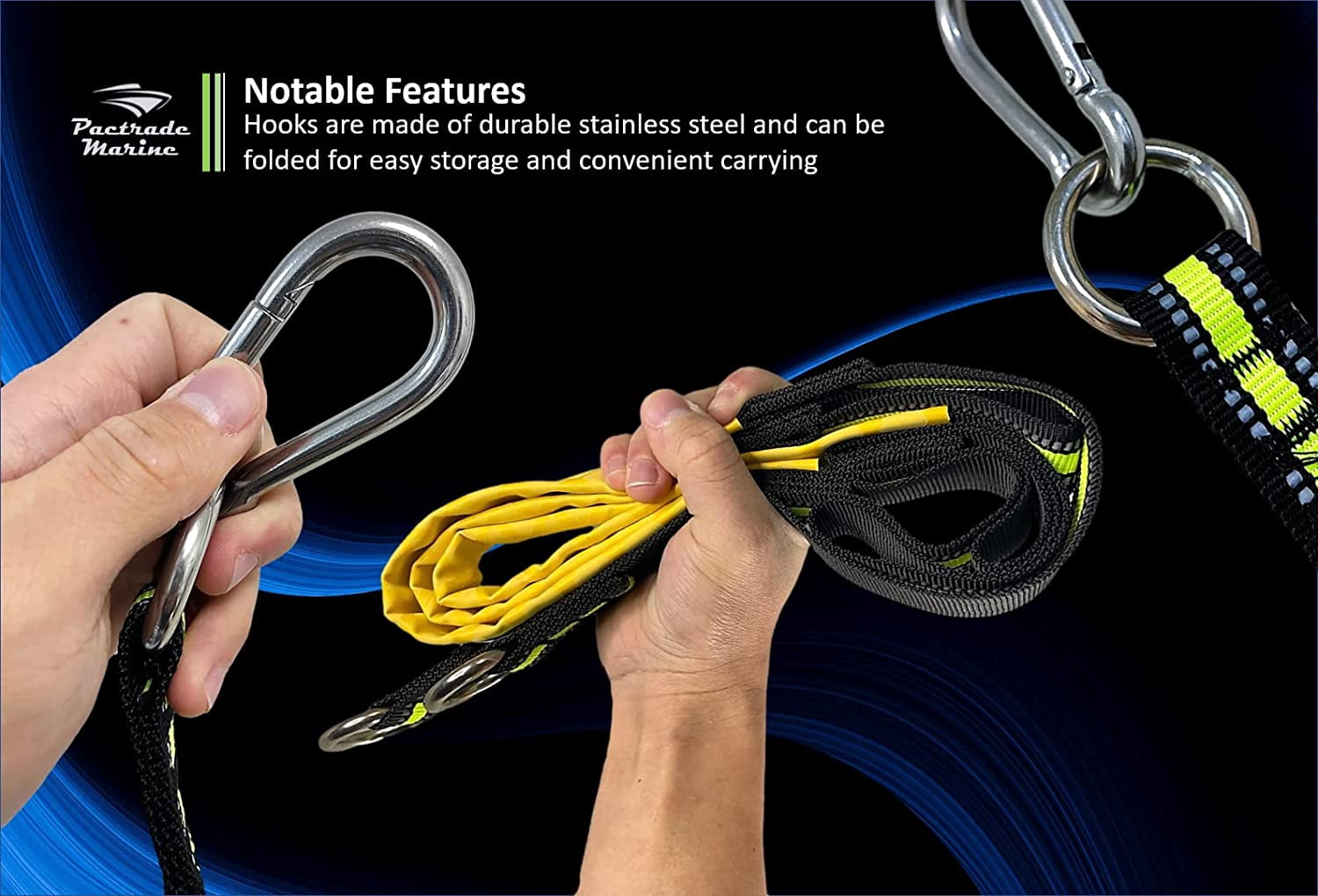 Pactrade Marine Emergency Rope Ladder Assist Boarding Foldable Inflatable Fishing Dinghy Boat Kayak Motorboat Canoeing Sailboat Yacht (3 Steps)