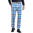 thumbnail image 1 of Pantalones de vestir de cuadros impresos INSPIRE CHIC para hombres, ajuste regular en bloque de color, 1 of 1