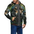 thumbnail image 2 of Uemuo Realistic Style Colorful Wolf for Men's Fashion Full-zip Hoodies & Sweatshirts with Kangaroo Pocket, Zip-up Hooded Sweatshirt, Moisture Wicking & Breathable-3X-Large, 2 of 5