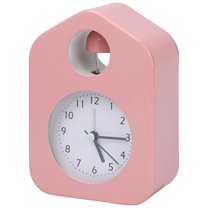 Unique Bargains Non-Tick Alarm Clock with Round Bell Design Pink 3.9"L x 2.0"W x 5.5"H