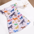 thumbnail image 2 of xfsWaSs Toddler Girls Dresses Ruffle Sleeve Casual Dress Cartoon Printed Summer Sundress Little Kids Lightweight Beach Dress 2-3 Years, 2 of 3