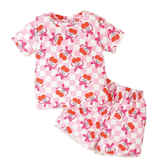 Gubotare Boy Pajamas Boys Summer Pajamas Short Sleeve Pajamas Shorts Set 2 Piece Summer Kids Pjs Sleepwear Sets Size 12-18 Months (Hot Pink,12-18 Months)