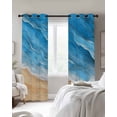 thumbnail image 3 of Ocean Waves Blackout Curtains for Bedroom Living Room, Abstract Gradient Yellow Sky Blue Waves Beach 54 In Long Thermal Insulated Room Darkening Drapes Grommet Window Treatments, 42 x 54 In, 3 of 9