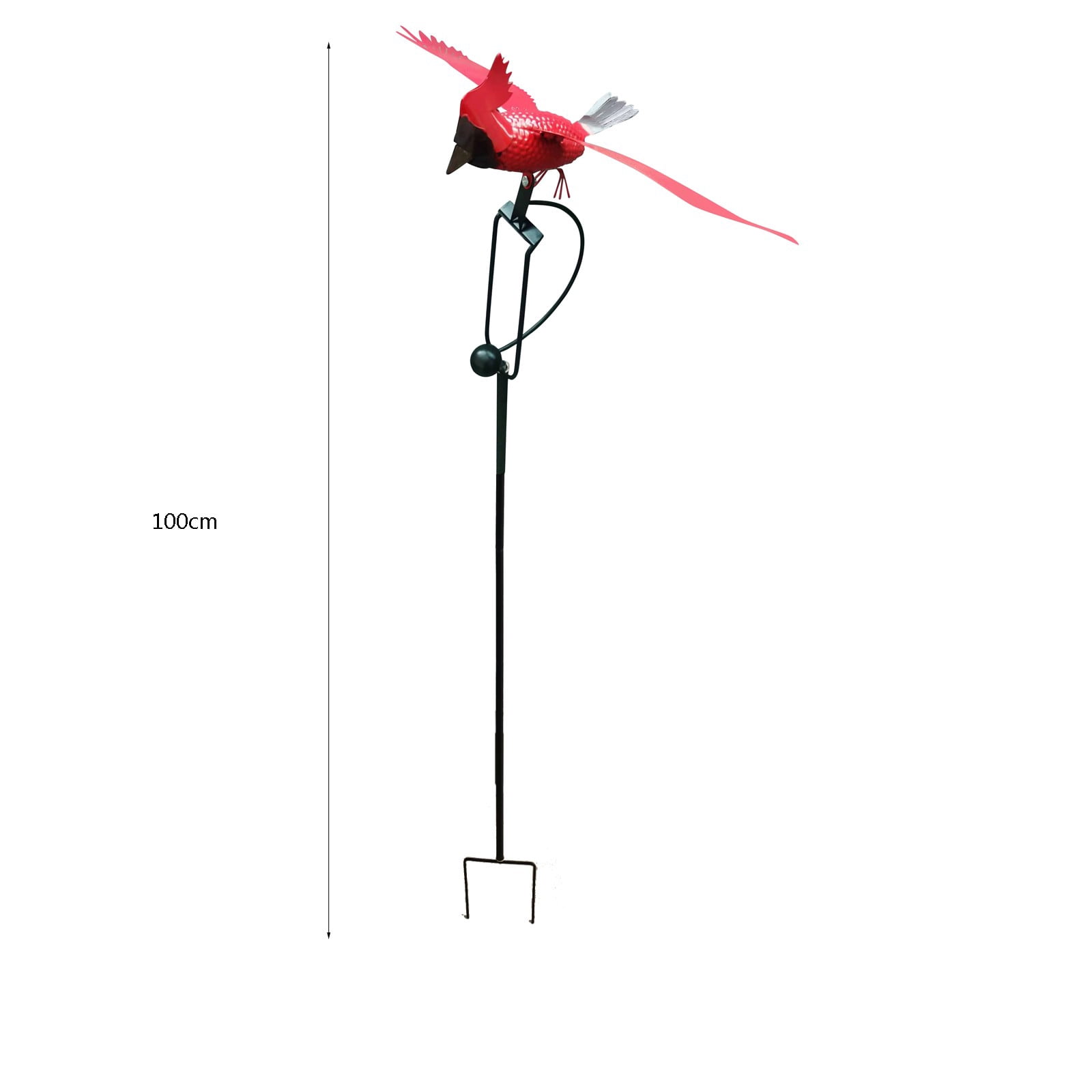 Flapping Metal Red-Parrot Yard Stake Rocking Wind Whirly-Gig Garden Art