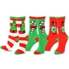 TeeHee Christmas and Holiday Fun Crew Socks for Women 3-Pack (3PK-Reindeer Tree & Candy Cane)