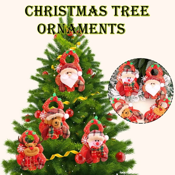 Christmas Tree Plush Cloth Ornaments Santa Snowman Reindeer Bear Plush Decorations Xmas Tree Plush Pendants Christmas Tree Hanging Doll Ornaments for Christmas Tree, 6inch